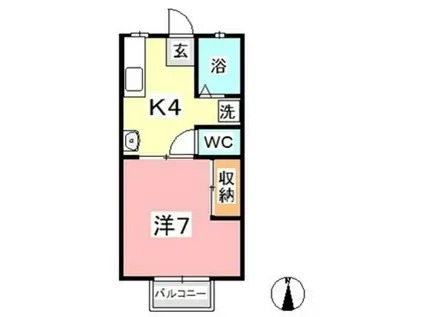 グリーンヒルズC棟(1K/1階)の間取り写真