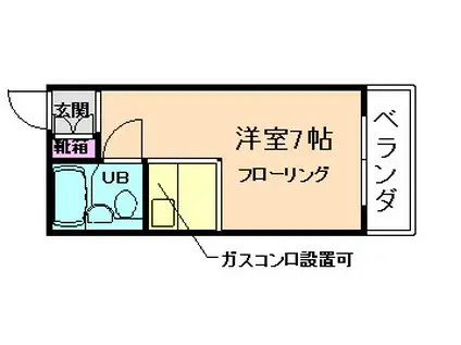 カーサ石橋(ワンルーム/2階)の間取り写真