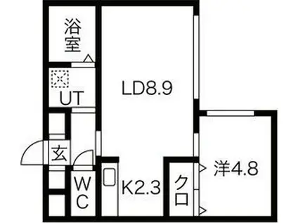 ルヌアージュ山鼻(1LDK/4階)の間取り写真