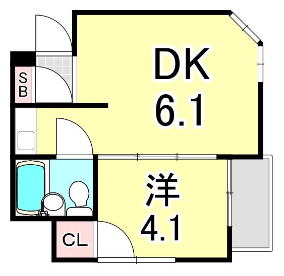 NBハイム西宮甲陽(1DK/2階)の間取り写真