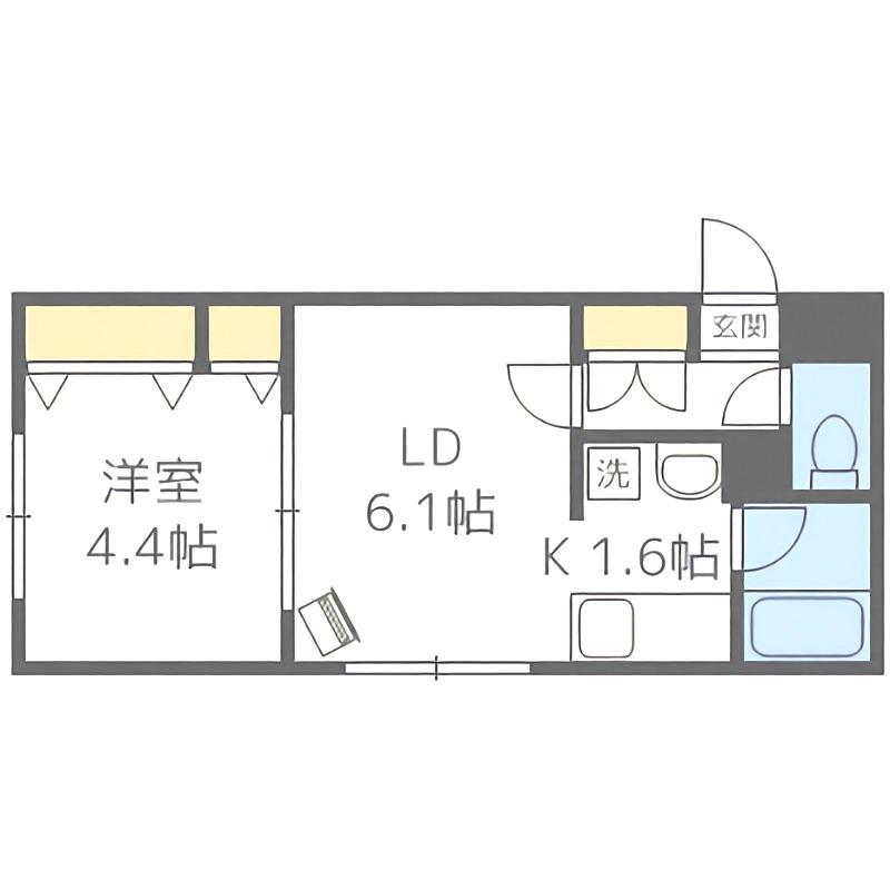 フラット南平岸(1DK/3階)の間取り写真