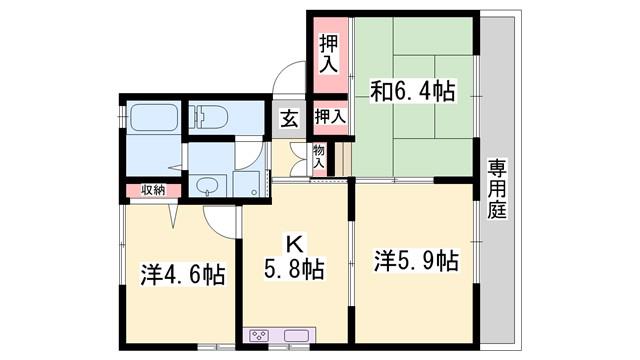 グリーンヒル今宿(3K/1階)の間取り写真