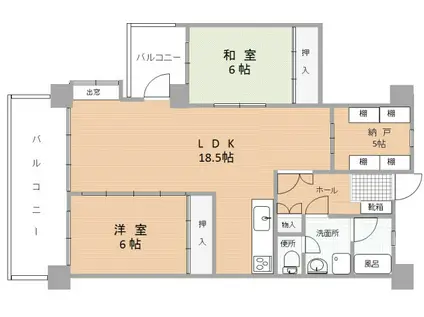 アンピールメゾン黒門(2SLDK/4階)の間取り写真
