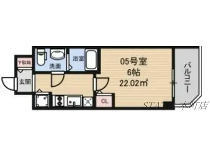 S-RESIDENCE北浜(1K/13階)の間取り写真