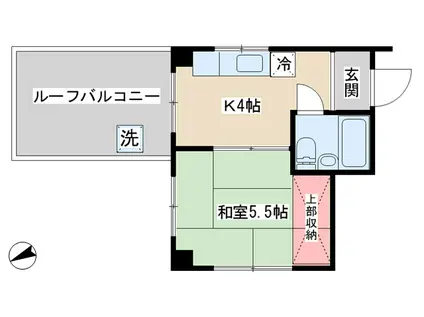 小屋マンション(1K/4階)の間取り写真