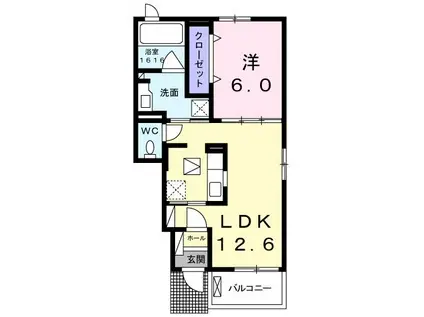 エクセレント有瀬I(1LDK/1階)の間取り写真