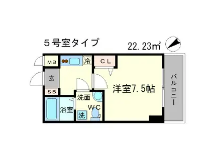 メインステージ西天満TS SQUARE(1K/2階)の間取り写真