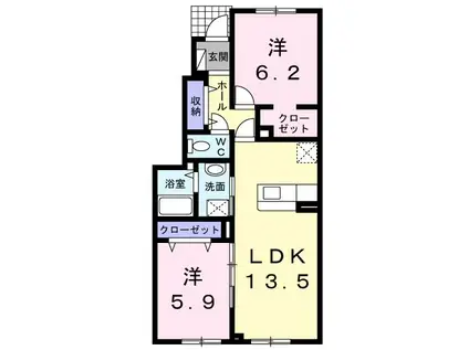 だんらん(2LDK/1階)の間取り写真