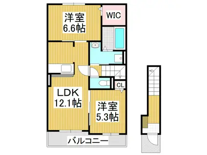ハッフルパフ(2LDK/2階)の間取り写真