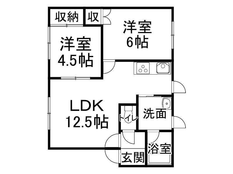 グランディール15(2LDK/2階)の間取り写真