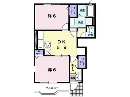 シャルマンフィーレC(2DK/1階)の間取り写真