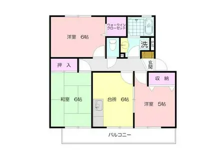 エクシト市ヶ尾C(3DK/1階)の間取り写真