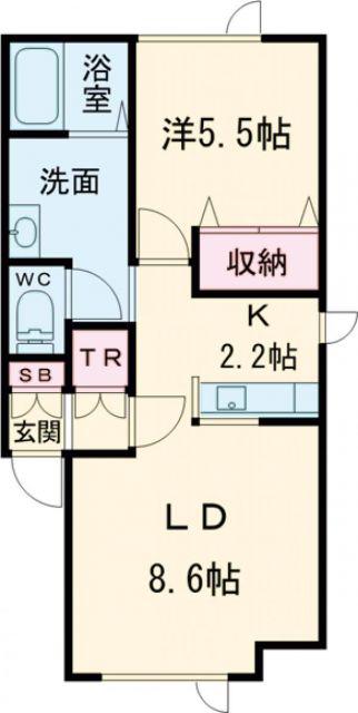 XROOM(1LDK/2階)の間取り写真