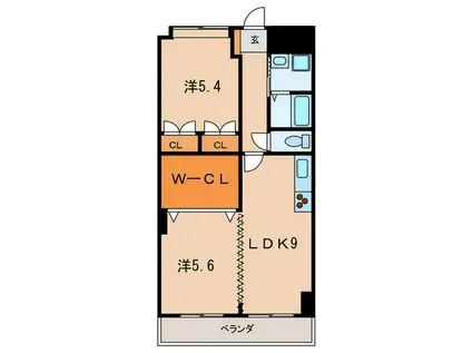 デザイナープリンセスKY(1LDK/5階)の間取り写真