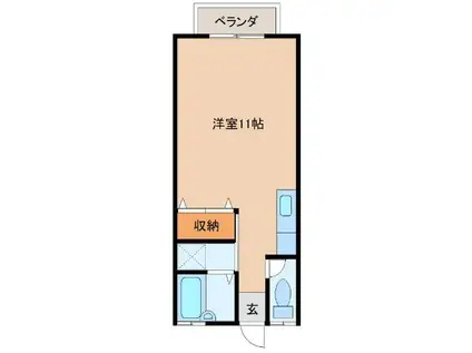 パルハイム宇佐(ワンルーム/2階)の間取り写真