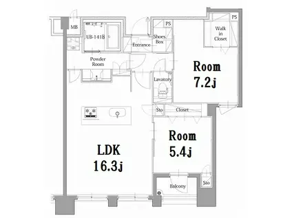 エンクレスト呉服町(2LDK/13階)の間取り写真