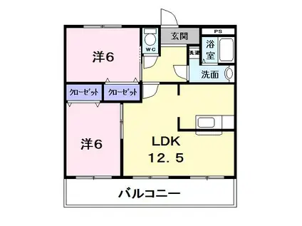 レジデンスグローリー(2LDK/2階)の間取り写真