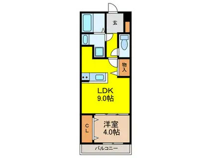 ジェイドパレス小花(1LDK/3階)の間取り写真