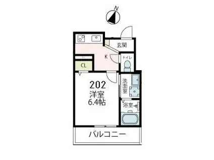 タイポハイム(1K/2階)の間取り写真