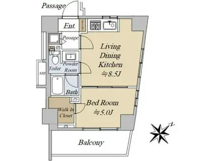 ファミール表参道ベルファース(1LDK/5階)の間取り写真