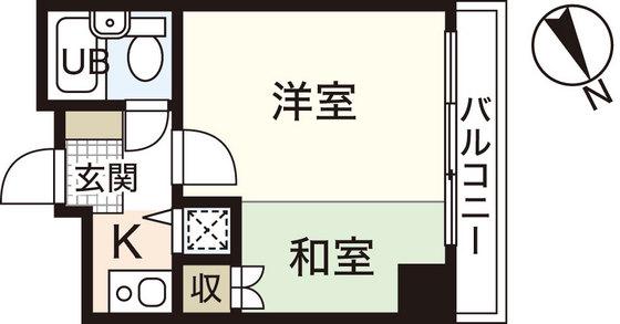 ピュアハウス(1K/4階)の間取り写真