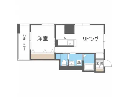 KDXレジデンス大通公園(1LDK/2階)の間取り写真