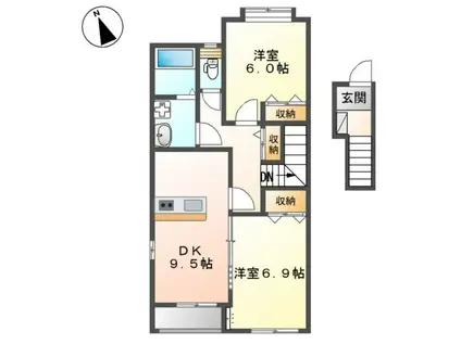 オアシス・せと(2DK/2階)の間取り写真