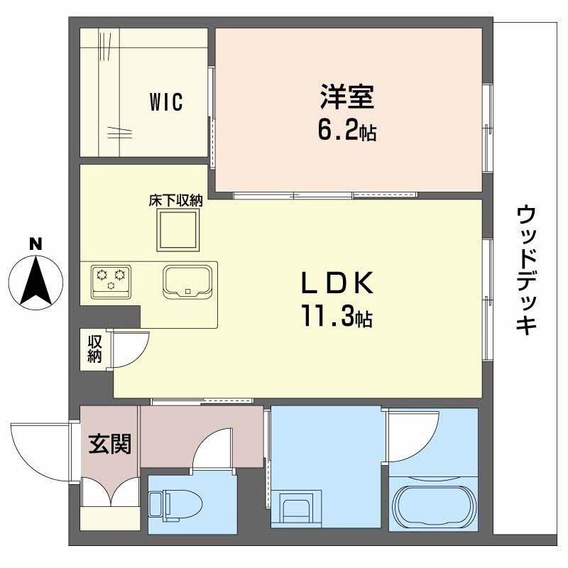 グランコート北浦(1LDK/1階)の間取り写真