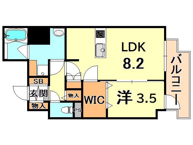 エステムコート神戸元町通IITHE SALON(1LDK/12階)の間取り写真