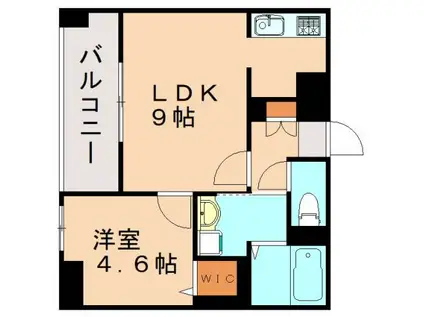 エンクレスト博多駅南CELES(1LDK/2階)の間取り写真