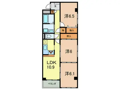 ロイヤルハイツ甲子園口(3LDK/2階)の間取り写真
