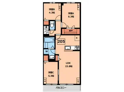 CLASIA JINDAIJI-クラシアジンダイジ-(3LDK/2階)の間取り写真