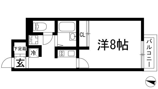 レオネクスト日之出(1K/1階)の間取り写真