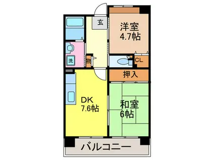 OPH千里佐竹台II6号棟(2DK/1階)の間取り写真