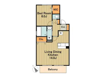 フローラ2(1LDK/1階)の間取り写真