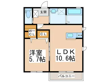 パルクハイムK(1LDK/1階)の間取り写真