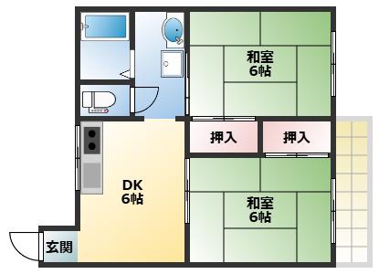 アネックス甲子園三番町(2DK/2階)の間取り写真