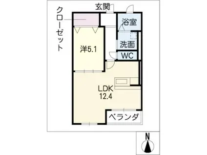 ハートフルマンション シエル(1LDK/3階)の間取り写真