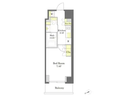 プライムメゾン中野坂上(1K/2階)の間取り写真