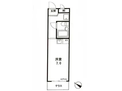 セブンスターハイツ代々木II(ワンルーム/1階)の間取り写真