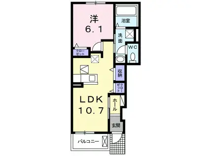 BRANZINO三ツ相(1LDK/1階)の間取り写真