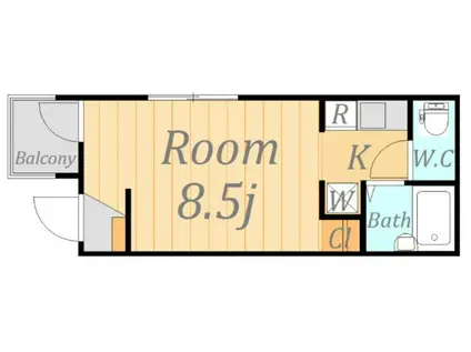 アコルデサンセイ宿河原(ワンルーム/3階)の間取り写真