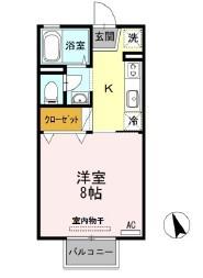 メゾンエトワール(1K/2階)の間取り写真