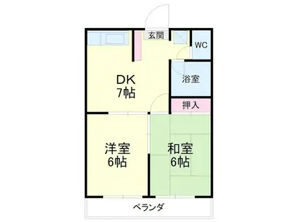 コーポ上浅田(2DK/1階)の間取り写真