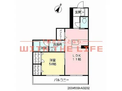 グリーンベルト神浦(1LDK/2階)の間取り写真