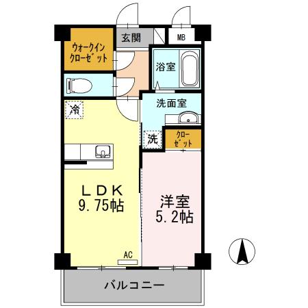 ラ・ルーチェ手城(1LDK/1階)の間取り写真
