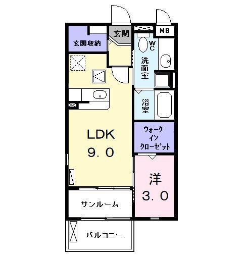 カーサ ブランカ エフ(1LDK/1階)の間取り写真