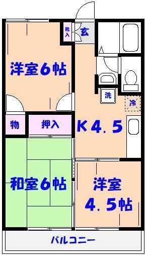ライトコート国府台I(3K/2階)の間取り写真