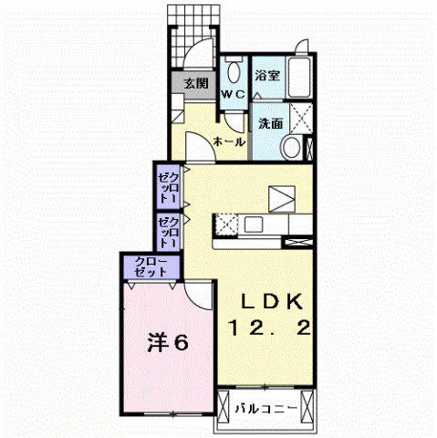 サンメゾン元山D(1LDK/1階)の間取り写真