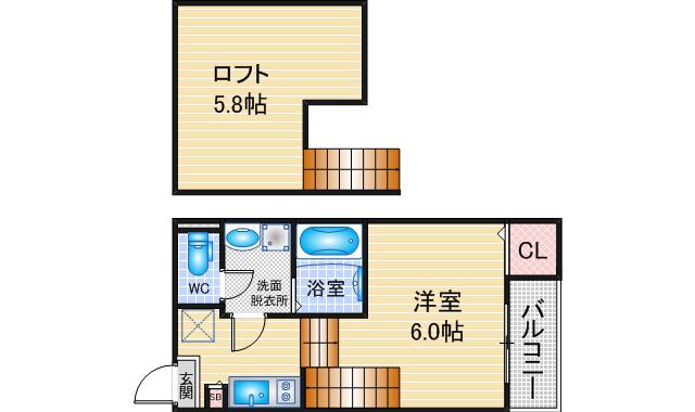 ハーモニーテラス元八事II(1SK/2階)の間取り写真